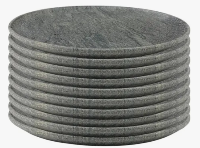 Kit 10 Pratos Rasos De Pedra Sabo para churrasco